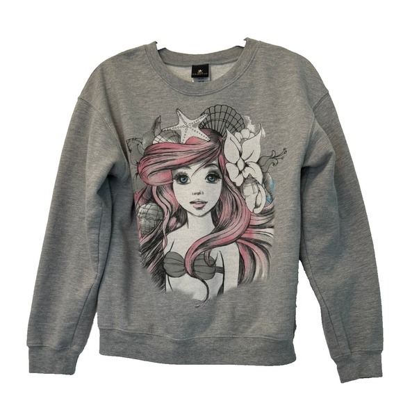 Disney Tops - Disney Princess Ariel Sweatshirt Grey‎ Size Medium (7 - 9) Anime Drawing